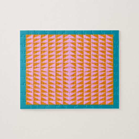 Cute Geometric Shape Pattern Pink Oranje Turquoise Legpuzzel (Horizontaal)