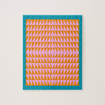 Cute Geometric Shape Pattern Pink Oranje Turquoise Legpuzzel<br><div class="desc">Een leuk,  kleurrijk gewaagd geometrisch driehoekspatroon met heldere kleuren van turkooisblauw,  oranje en roze.</div>