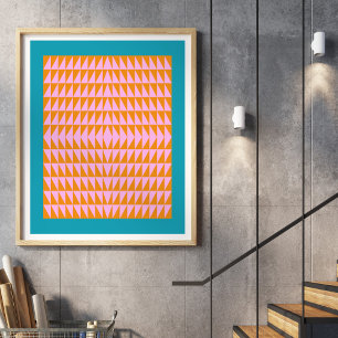 Cute Geometric Shape Pattern Pink Oranje Turquoise Poster