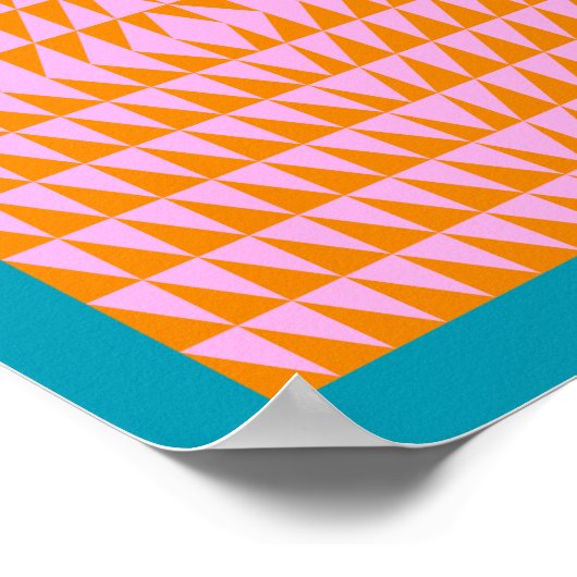 Cute Geometric Shape Pattern Pink Oranje Turquoise Poster (Hoek)