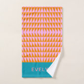 Cute Geometric Shape Pink Turquoise Personalized Bad Handdoek (Handdoek)