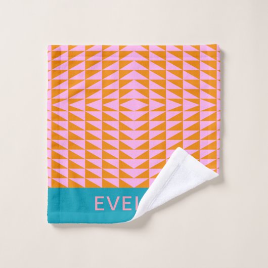 Cute Geometric Shape Pink Turquoise Personalized Bad Handdoek (Wasdoekje)