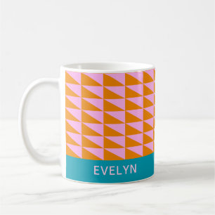 Cute Geometric Shape Pink Turquoise Personalized Koffiemok