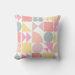 Cute Geometric Shapes Pattern in Soft Pastels Kussen