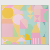 Cute Geometric Shaps Collage in Spring Pastels Cadeaupapier (Vlak)