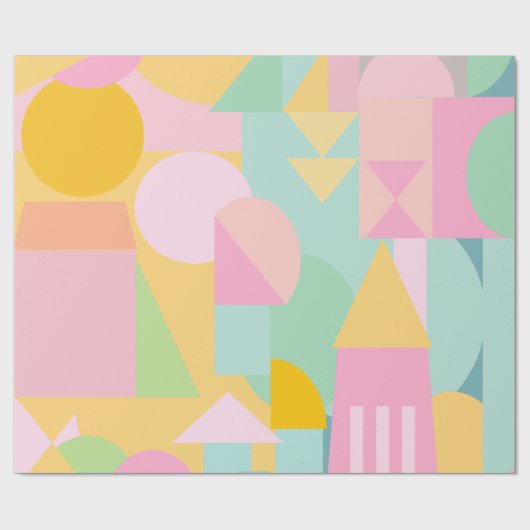 Cute Geometric Shaps Collage in Spring Pastels Cadeaupapier (Vlak)