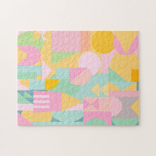 Cute Geometric Shaps Collage in Spring Pastels Legpuzzel (Horizontaal)