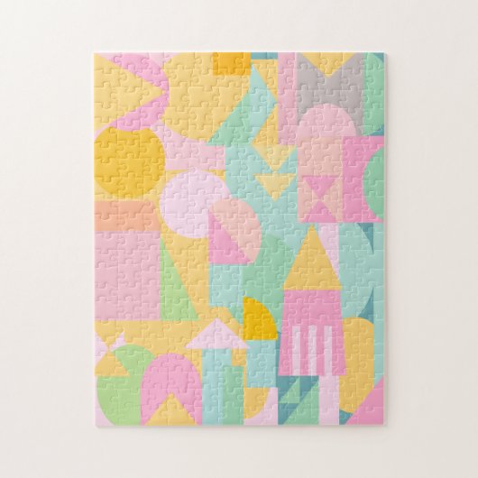 Cute Geometric Shaps Collage in Spring Pastels Legpuzzel (Verticaal)