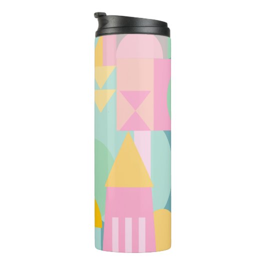 Cute Geometric Shaps Collage in Spring Pastels Thermosbeker (Geroteerd rechts)