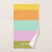 Cute Geometric Stripes Bright Pastels Personalized Bad Handdoek (Handdoek)