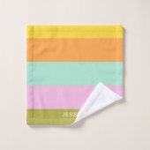 Cute Geometric Stripes Bright Pastels Personalized Bad Handdoek (Wasdoekje)