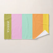 Cute Geometric Stripes Bright Pastels Personalized Bad Handdoek (Handdoek)