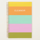 Cute Geometric Stripes Bright Pastels Personalized Planner (Voorkant)