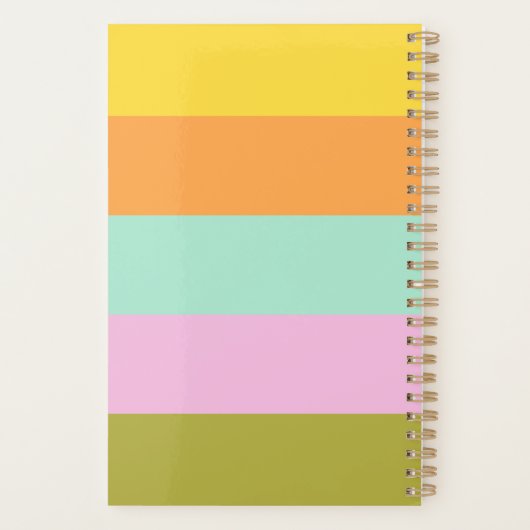Cute Geometric Stripes Bright Pastels Personalized Planner (Achterkant)