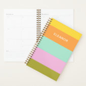 Cute Geometric Stripes Bright Pastels Personalized Planner (Display)