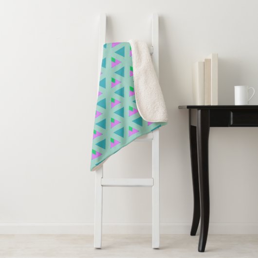 Cute Geometric Triangle Pattern Turquoise Paars Sherpa Deken (In situ)