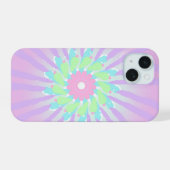 Cute Geometrische Bloem Paarse Radiale Patroon iPhone 15 Case (Achterkant horizontaal)