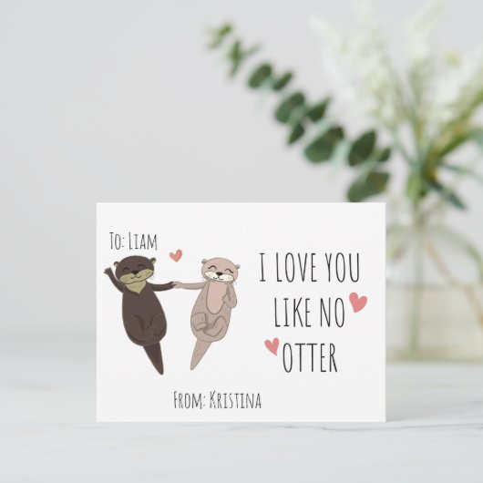 Cute Gepersonaliseerd ik hou van je als geen otter Briefkaart (Staand voorkant)