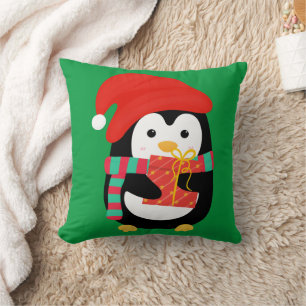 Cute Gepersonaliseerd Red Penguin-kerstKinderen Kussen