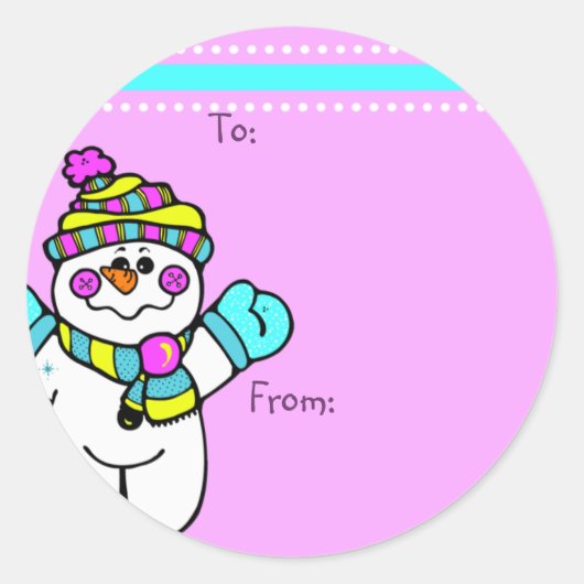 Cute Gepersonaliseerd Snowman Gift Labels (Voorkant)