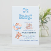 Cute Gepersonaliseerde Aquarel Teddybeer Jongen Sh Kaart (Staand voorkant)