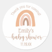 Cute gepersonaliseerde Boho regenboobabyborrel Ronde Sticker (Voorkant)
