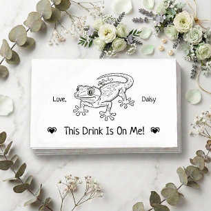 Cute Gepersonaliseerde Gecko Trouwdrankkaart Informatiekaartje