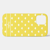 Cute gepersonaliseerde naam harten patroon geel Case-Mate iPhone case (Achterkant (horizontaal))