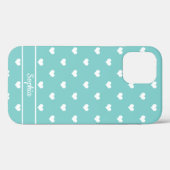 Cute gepersonaliseerde naam harten patroon turquoi Case-Mate iPhone case (Achterkant (horizontaal))