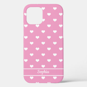 Cute gepersonaliseerde naam harten roze patroon Case-Mate iPhone case