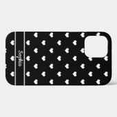 Cute gepersonaliseerde naam hartenpatroon zwart Case-Mate iPhone case (Achterkant (horizontaal))