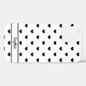 Cute gepersonaliseerde naam zwart wit harten patro Case-Mate iPhone case (Achterkant (horizontaal))