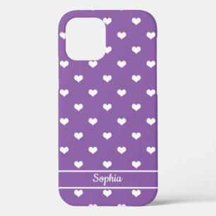 Cute gepersonaliseerde name harten patroon paars Case-Mate iPhone case