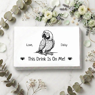 Cute Gepersonaliseerde Papegaai Huwelijksdrankkaar Informatiekaartje