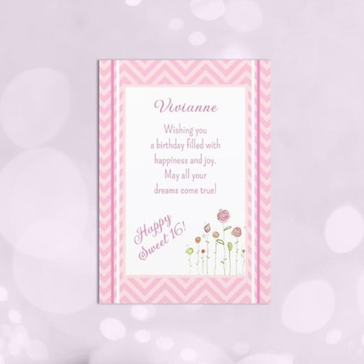 Cute, gepersonaliseerde Sweet 16 verjaardagskaart Kaart