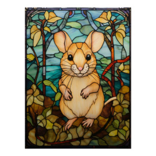Cute Gerbil Gebrandschilderd Glas Perfect Poster