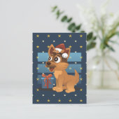 Cute German Shepherd Cartoon Starry night Briefkaart (Staand voorkant)