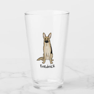 Cute German Shepherd Dog Cartoon Custom Glas
