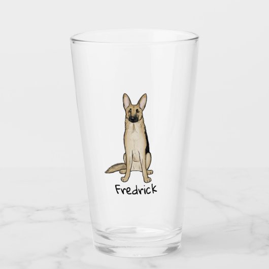 Cute German Shepherd Dog Cartoon Custom Glas (Voorkant)