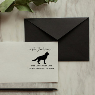 Cute German Shepherd Dog Family Return Address Rubberstempel