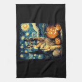 Cute German Shepherd Dog Halloween Jack O Lantern  Theedoek (Verticaal)