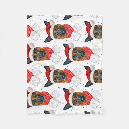 Cute German Shepherd Dog Kerstmis Pattern Fleece Deken (Voorkant)
