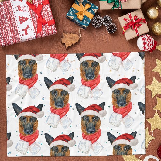 Cute German Shepherd Dog Kerstmis Pattern Fleece Deken