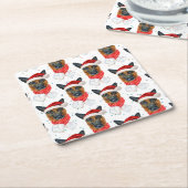 Cute German Shepherd Dog Kerstmis Pattern Kartonnen Onderzetters (Schuin)