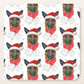 Cute German Shepherd Dog Kerstmis Pattern Kartonnen Onderzetters (Voorkant)