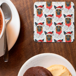 Cute German Shepherd Dog Kerstmis Pattern Kartonnen Onderzetters