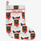 Cute German Shepherd Dog Kerstmis Pattern Kleine Kerstsok (Voorkant)
