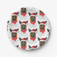 Cute German Shepherd Dog Kerstmis Pattern