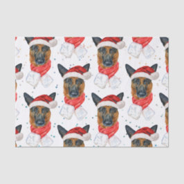 Cute German Shepherd Dog Kerstmis Pattern Tissuepapier