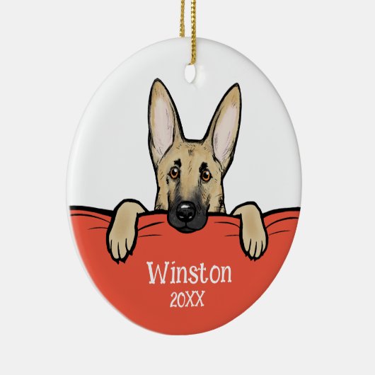 Cute German Shepherd Dog Personalized Keramisch Ornament (Rechts)